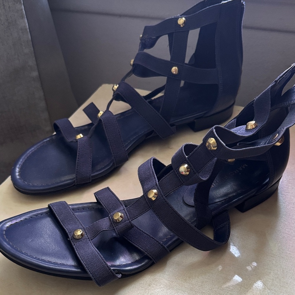 Marc Fisher Blue Sandals with Gold Studs